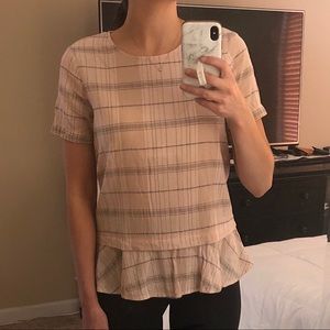 💗RO & DE Pink Checkered Pattern Peplum Bottom Top